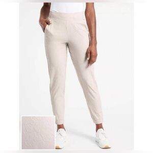 ATHLETA Brooklyn Textured Joggers Pants Abalone Beige Plus Sz 18 NWT